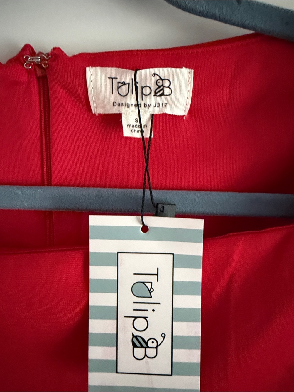 Tulip B Red Midi Sheath Dress with Square Neck small - Picture 2 of 5